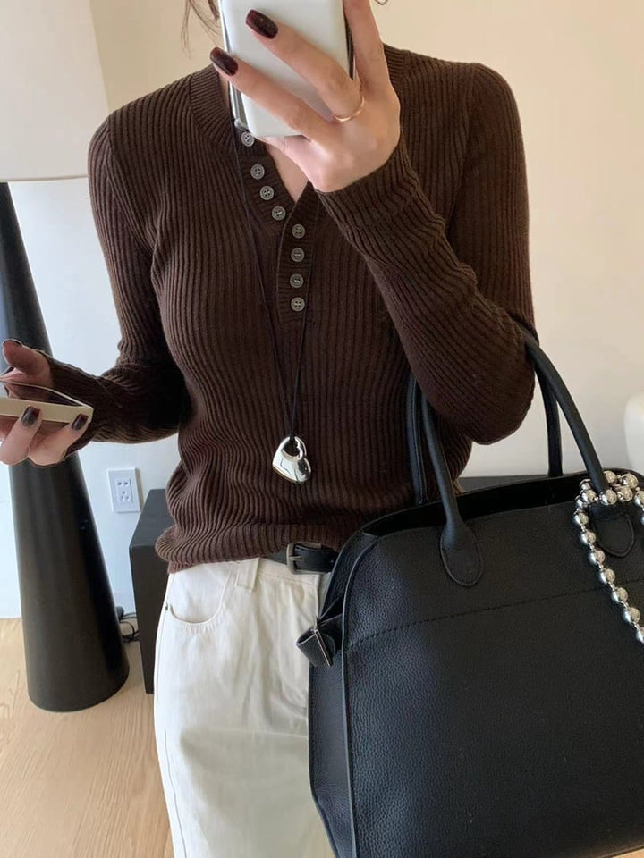 【tops】Vネックニットトップス　M26791