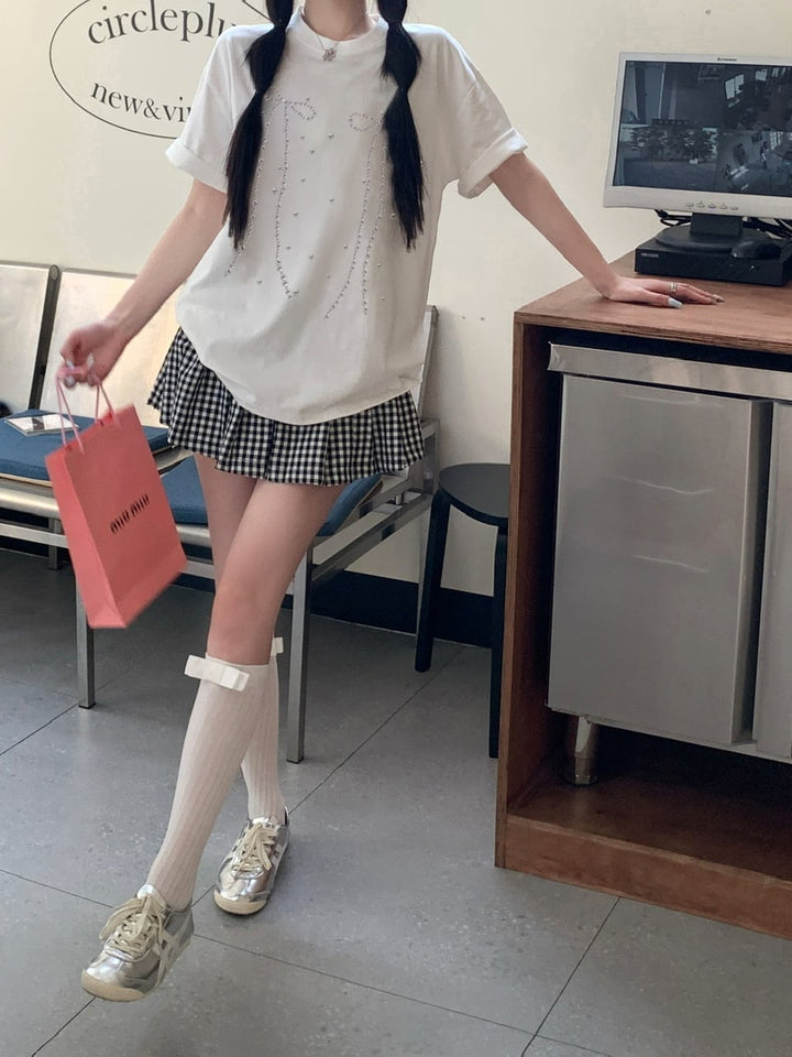 【tops】ビジューTシャツ　M24858