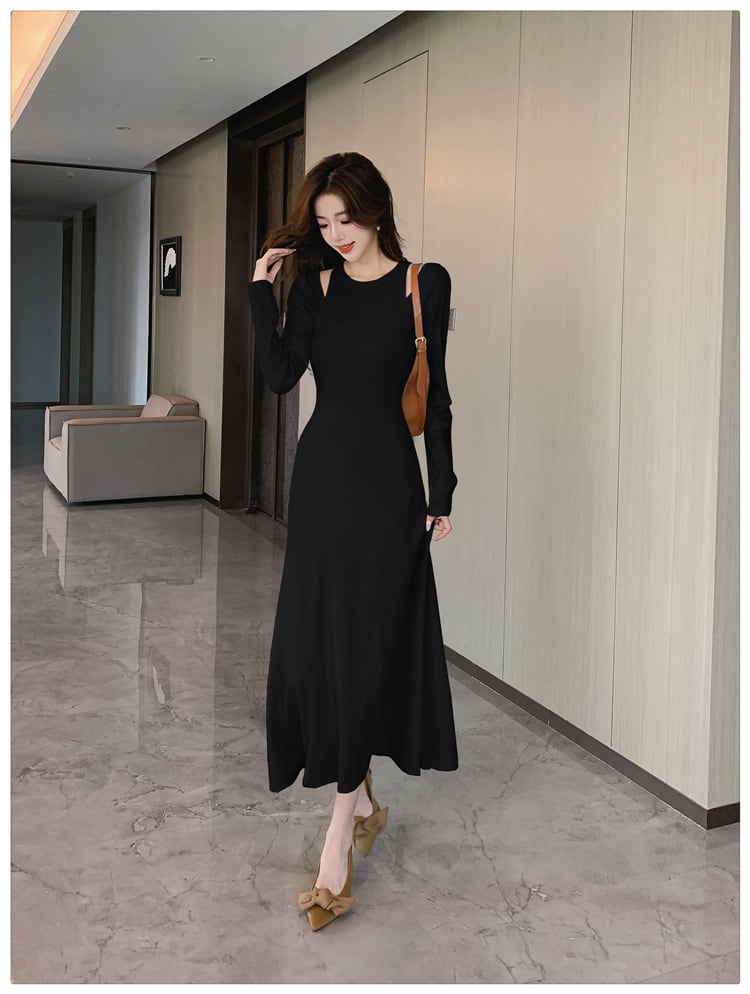 【dress】今季マストバイ切り替えニットワンピース　M17622