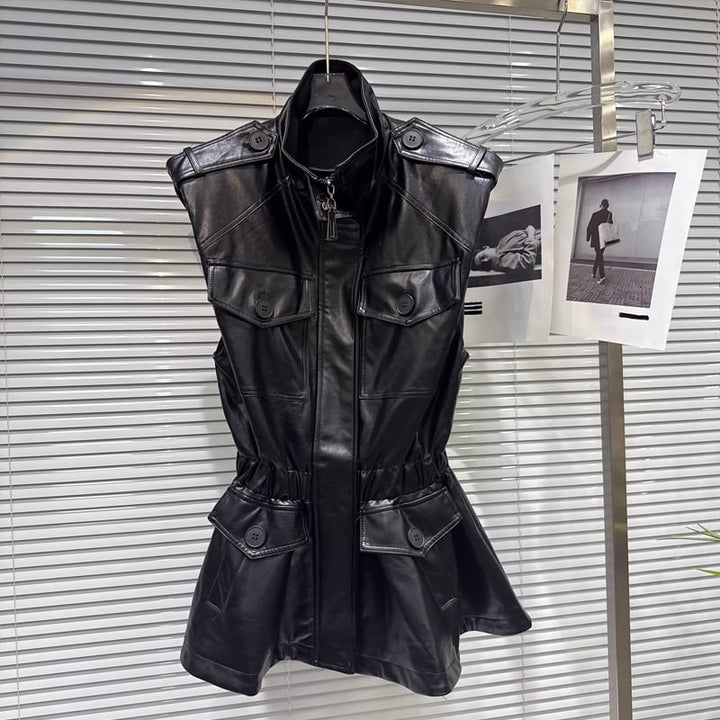 【outer】ロングPUベスト Q7746
