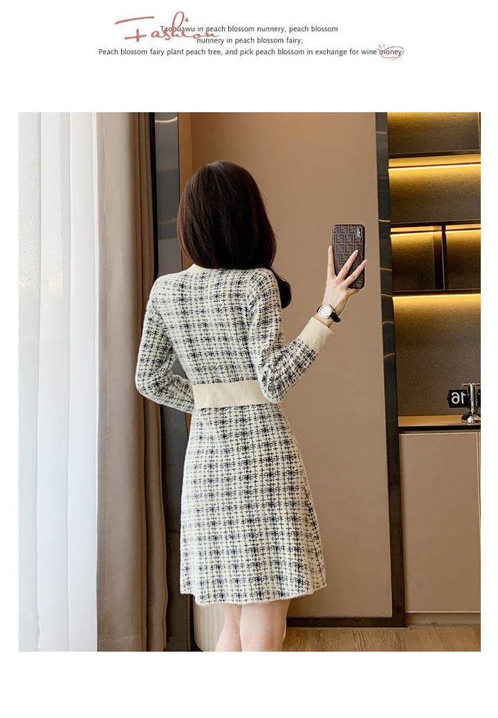 【dress】大人らしい エレガントニットワンピース着瘦せ　M17471