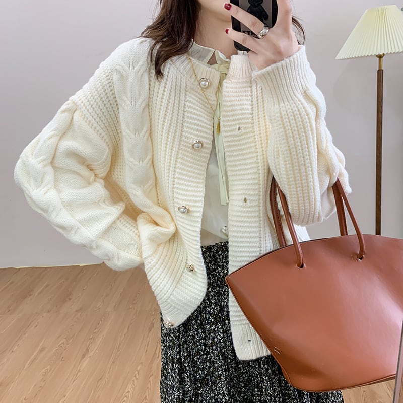 【outer】クルーネックニットカーデ　M26718