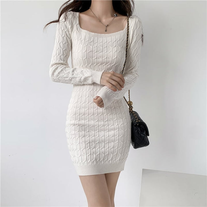 【dress】無地ニットワンピース　M18023