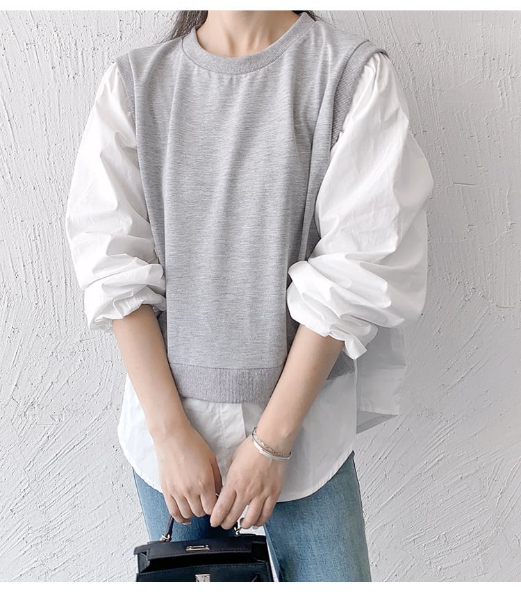 【tops】切り替えクルーネックプルオーバー　M17870