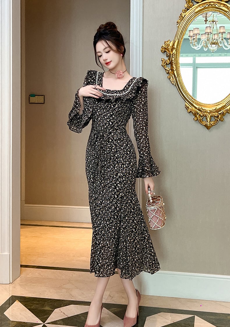 【dress】フリル花柄ワンピース　M27009