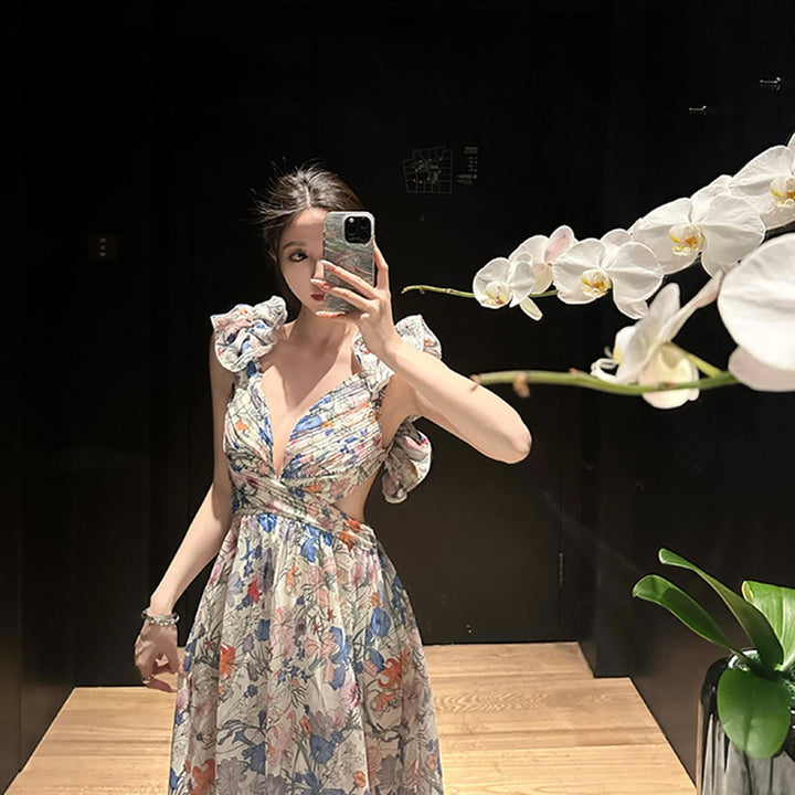 【dress】バックオーポンプリントワンピース　N3082