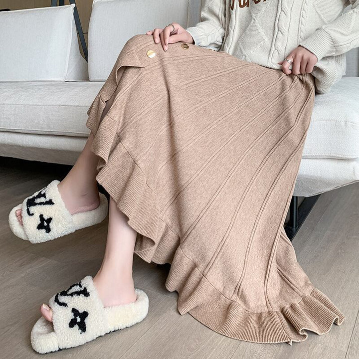【bottoms】ボタンデザインニットスカート　M18519