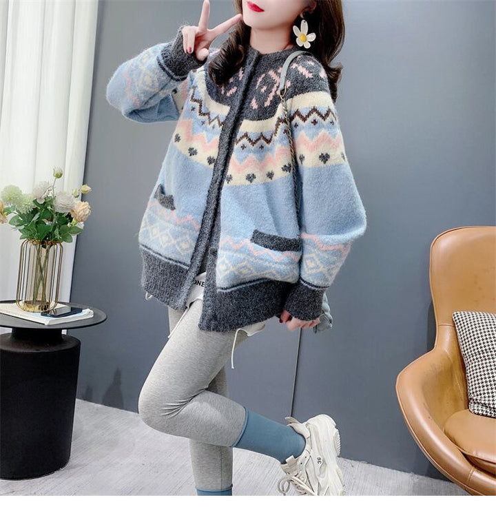【outer】ジャカードニットカーデ　M27643