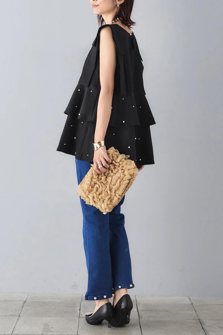 【tops】パールノースリーブトップス　M24912