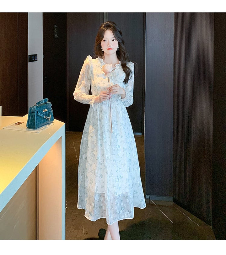 【dress】早い者勝ちVネック一目惚れ清新花柄ワンピース　M17030