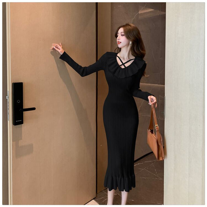 【dress】フリルニットワンピース　M28585