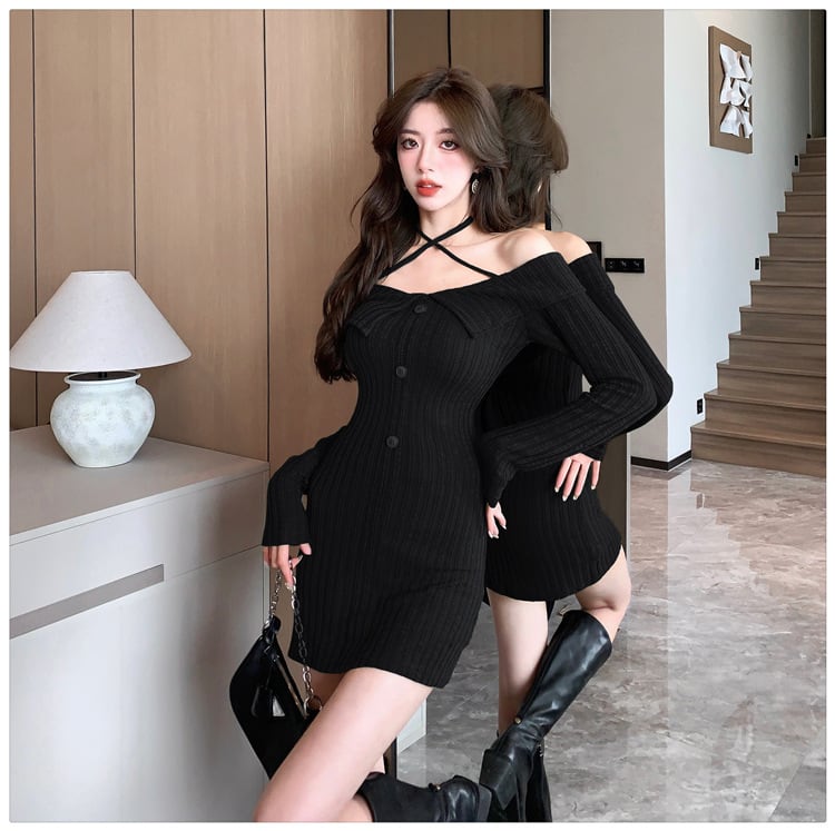 【dress】絶対欲しい ファッションセクシーワンピース着瘦せ　M16984