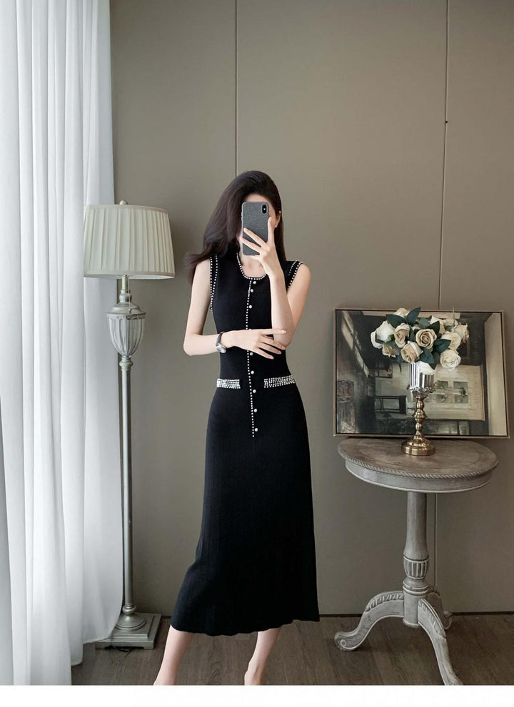 【dress】パールノースリーブニットワンピース　M24911