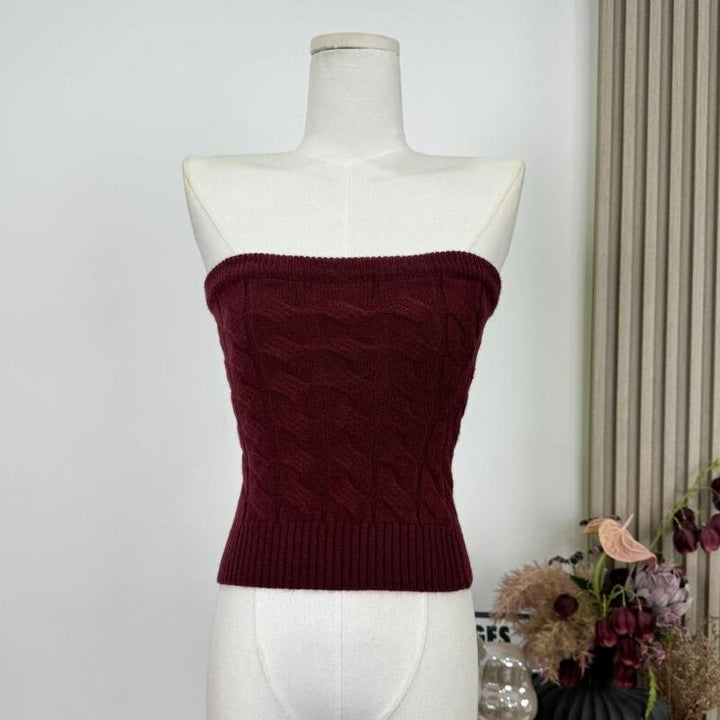 【tops】ニットチューブトップス Q7618