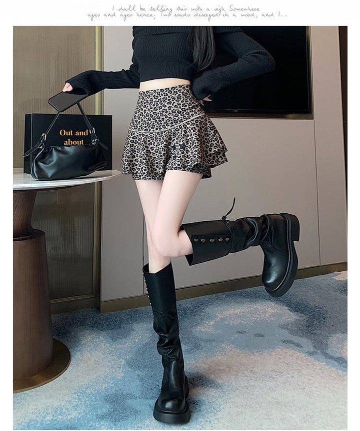 【bottoms】ヒョウ柄キュロットパンツ　M26580