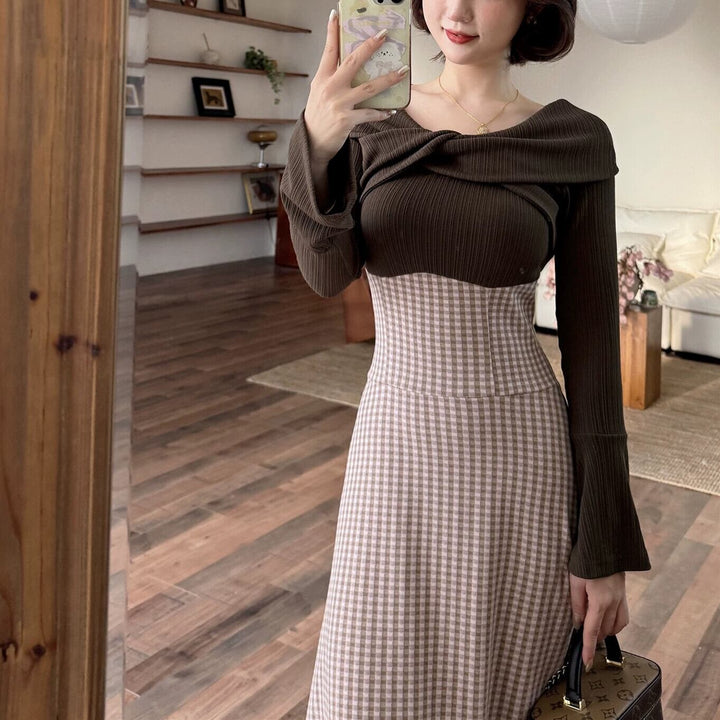 【dress】ツイストクロスドッキングワンピース 　N3398