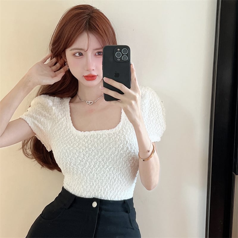 【tops】パフスリーブTシャツ　M25094