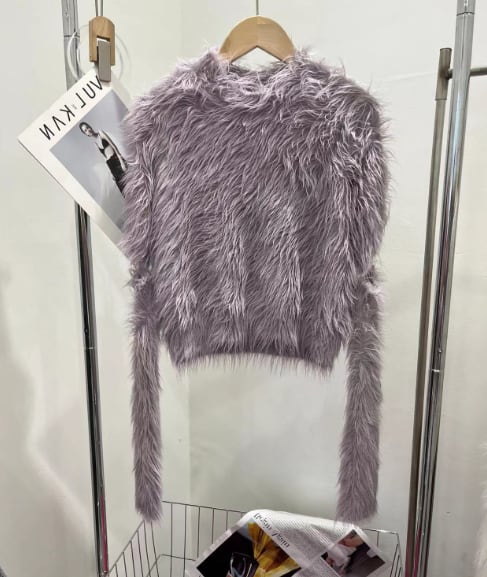 【tops】フェザーニットセーターアームカバー付き　M18098