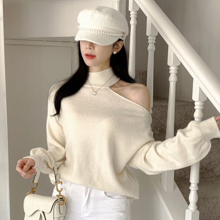 【tops】オフショルダーニットセーター　M18418