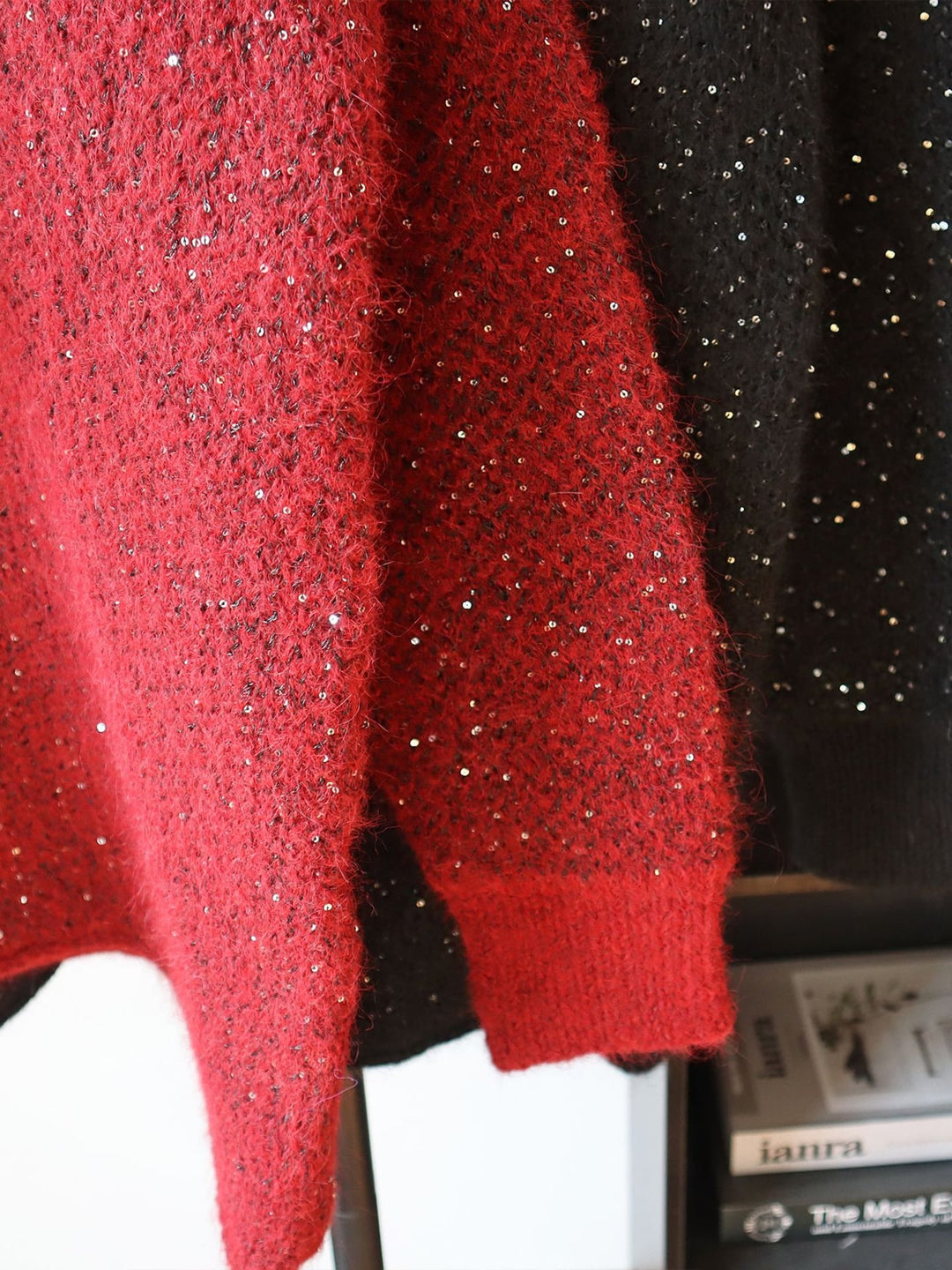 【tops】スパンコール付きニットトップス Q7919
