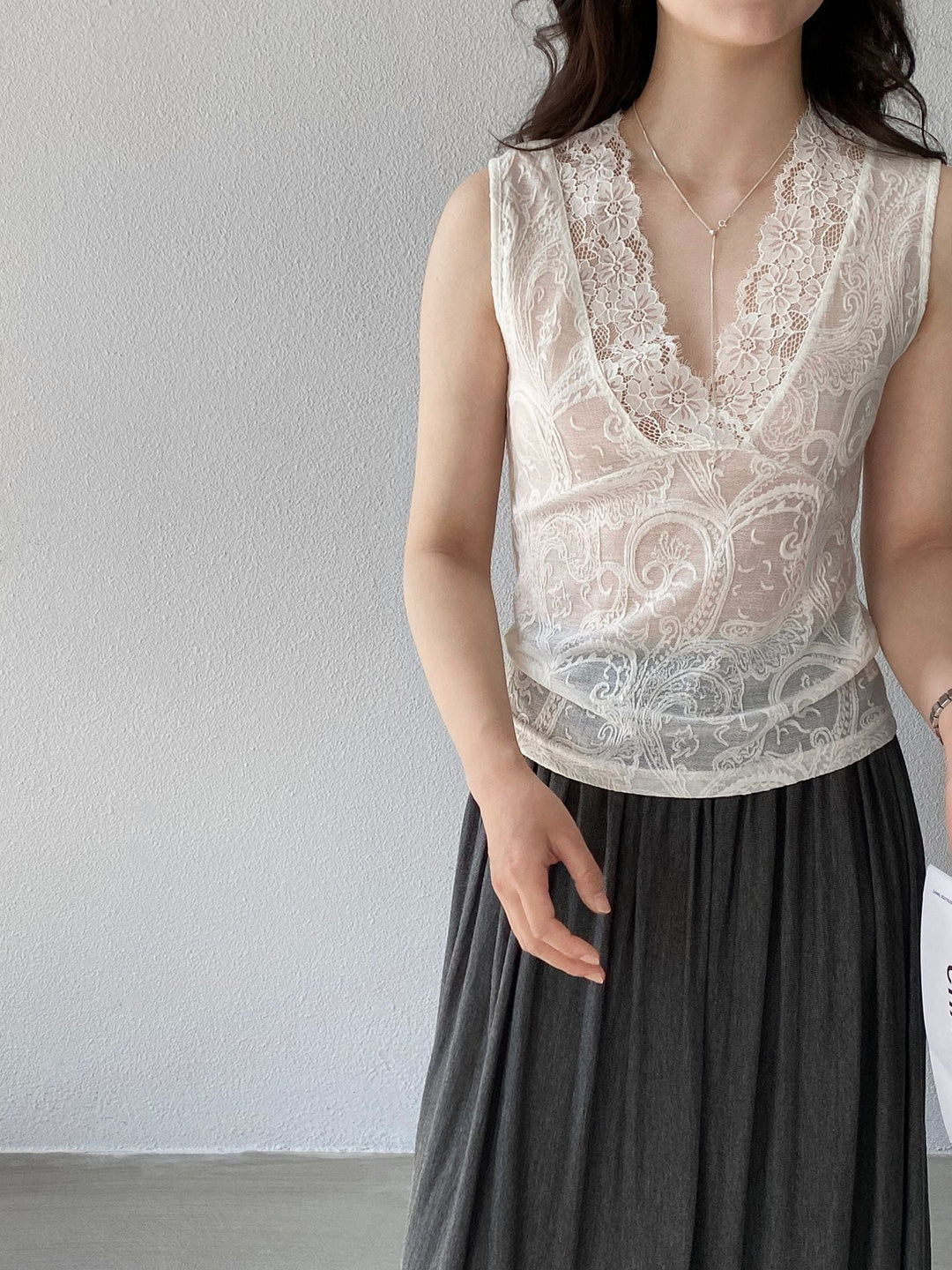 【tops】ノースリーブレーストップス Q8248