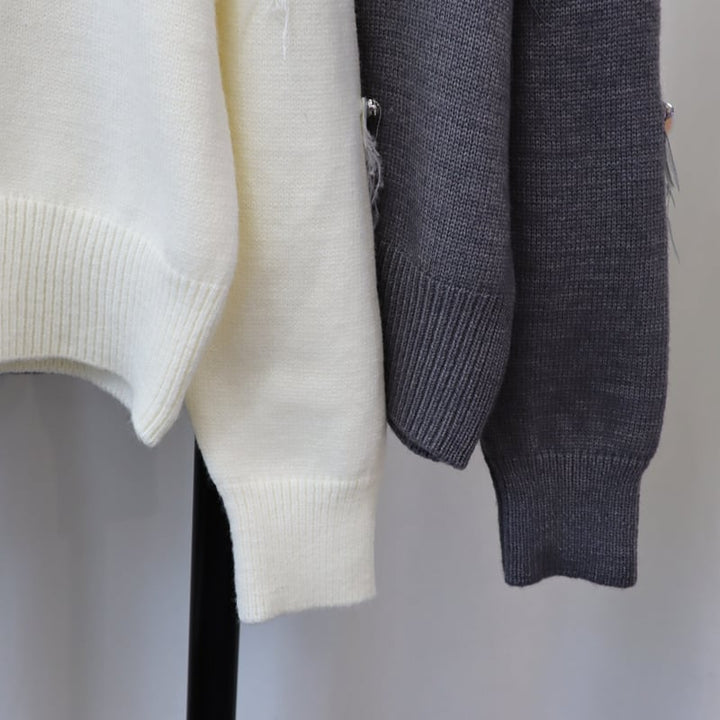 【outer】クルーネックニットカーデ　M25528