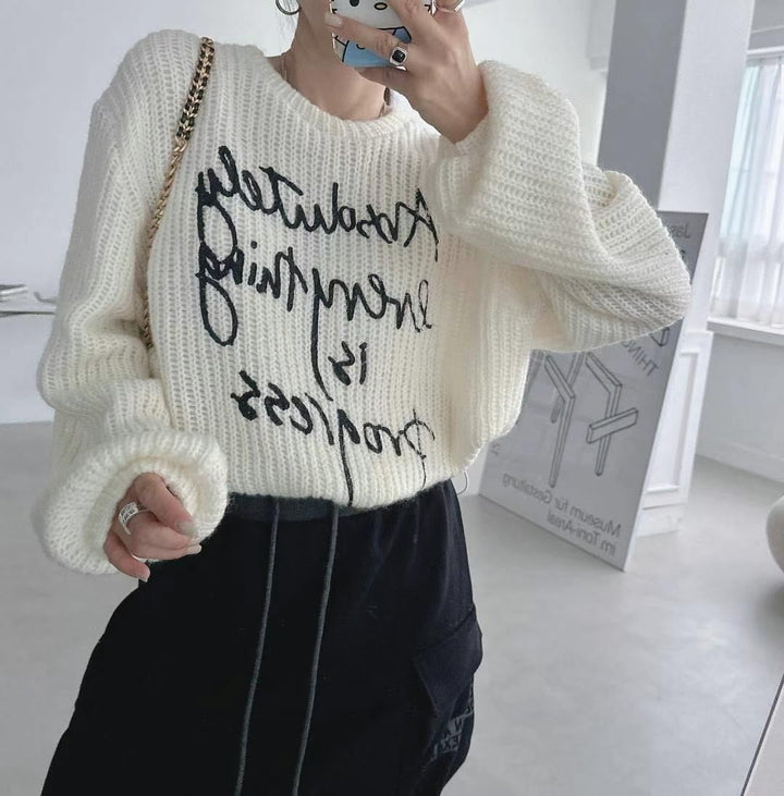 【tops】プリントニットセーター　M27775