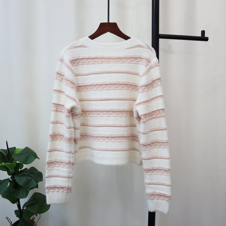 【outer】ボーダー柄ニットカーデ　M25699
