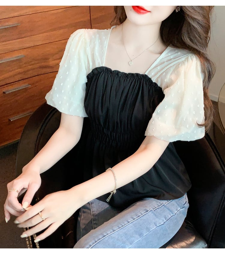 【tops】好感度UPエレガント切り替えトップスオシャレ　M17107