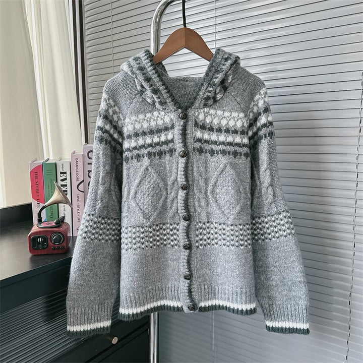 【outer】フード付きニットカーデ　M26770