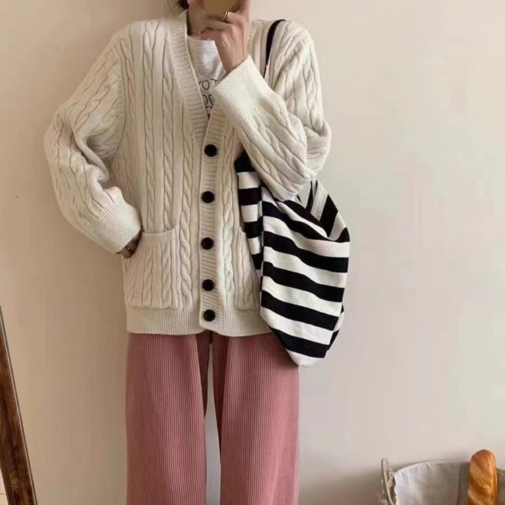 【outer】Vネックニットカーデ　M25949