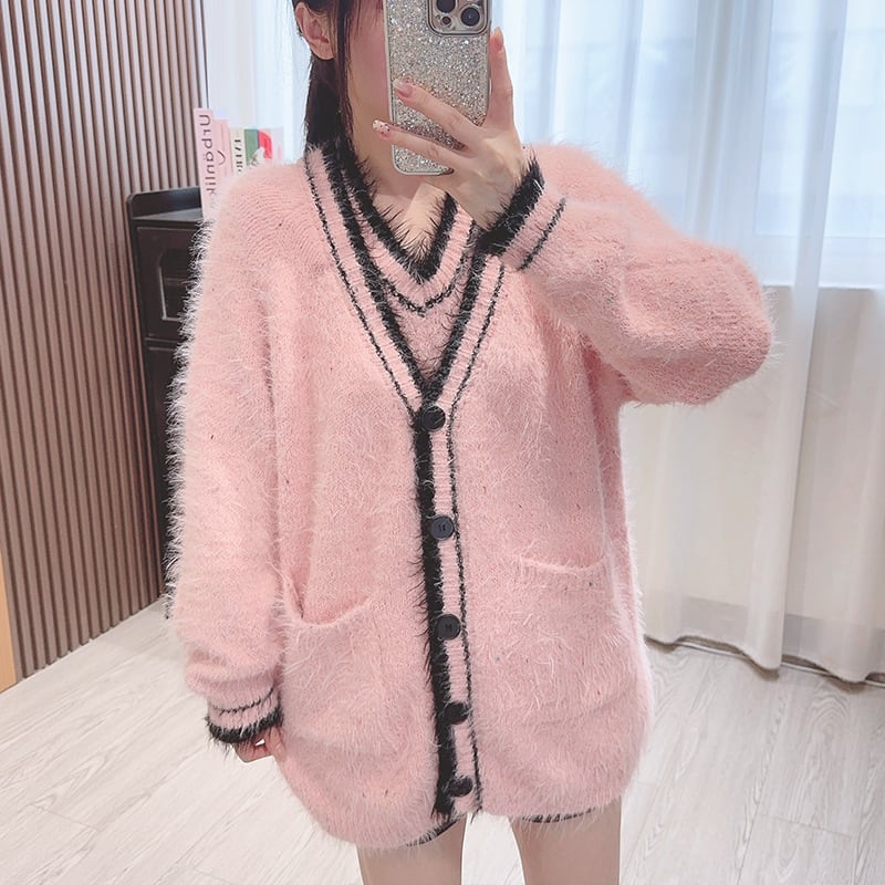 【set】ニットカーデ×ベストワンピースセット　M26789