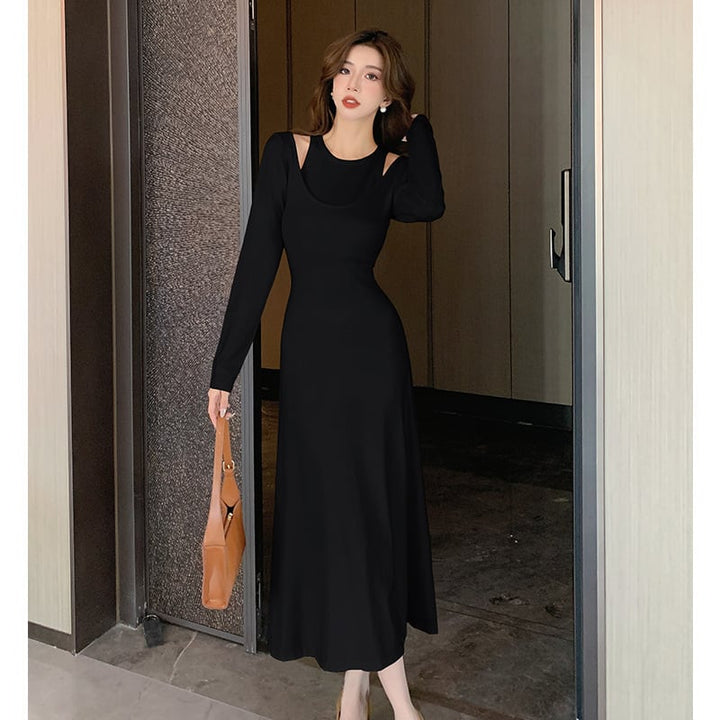 【dress】今季マストバイ切り替えニットワンピース　M17622