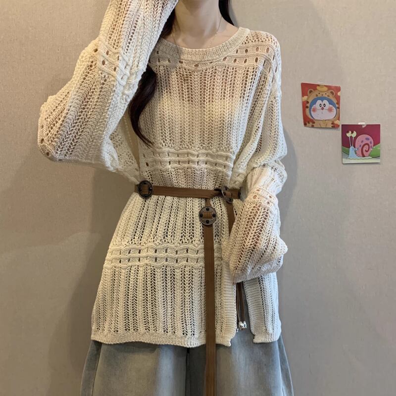 【tops】透かしニットトップス Q8304