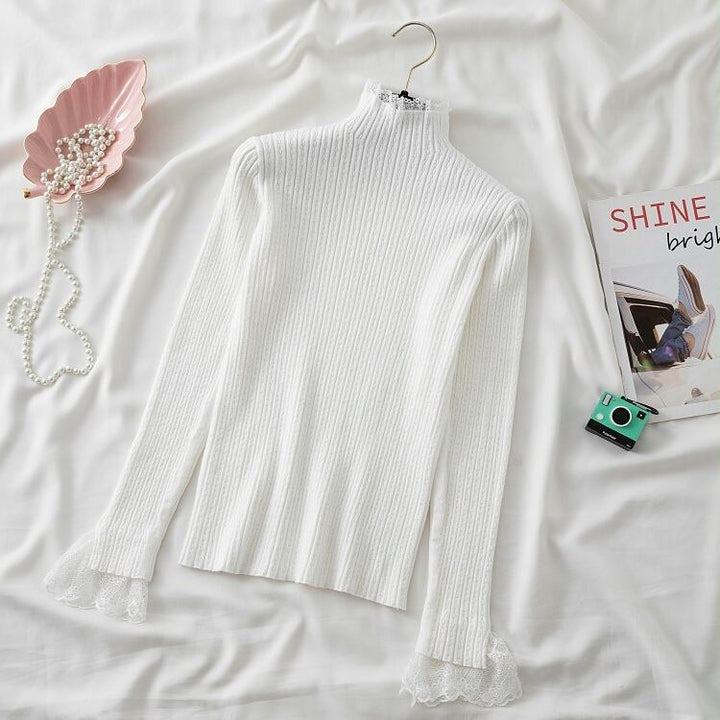 【tops】レース切り替えニットトップス　M28663
