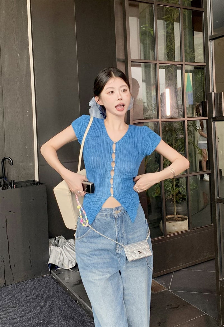 【tops】ニットTシャツ　M24240