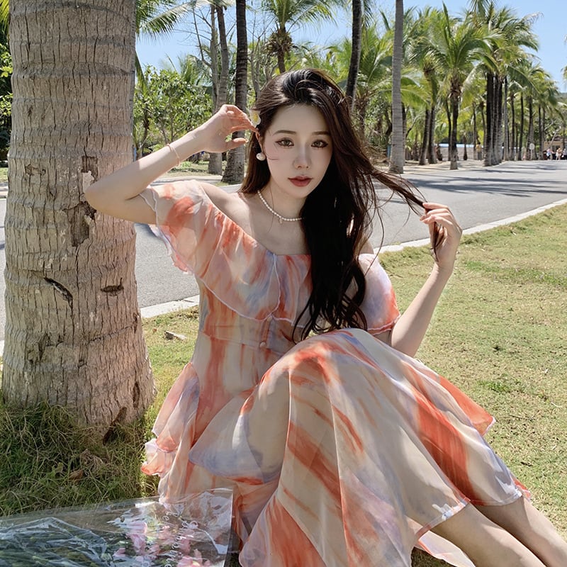 【dress】お洒落旅行スウィート不規則 イレギュラーワンピース　M16762