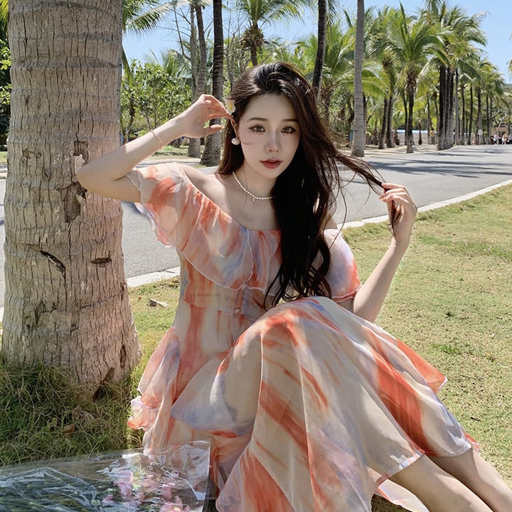 【dress】お洒落旅行スウィート不規則 イレギュラーワンピース　M16762