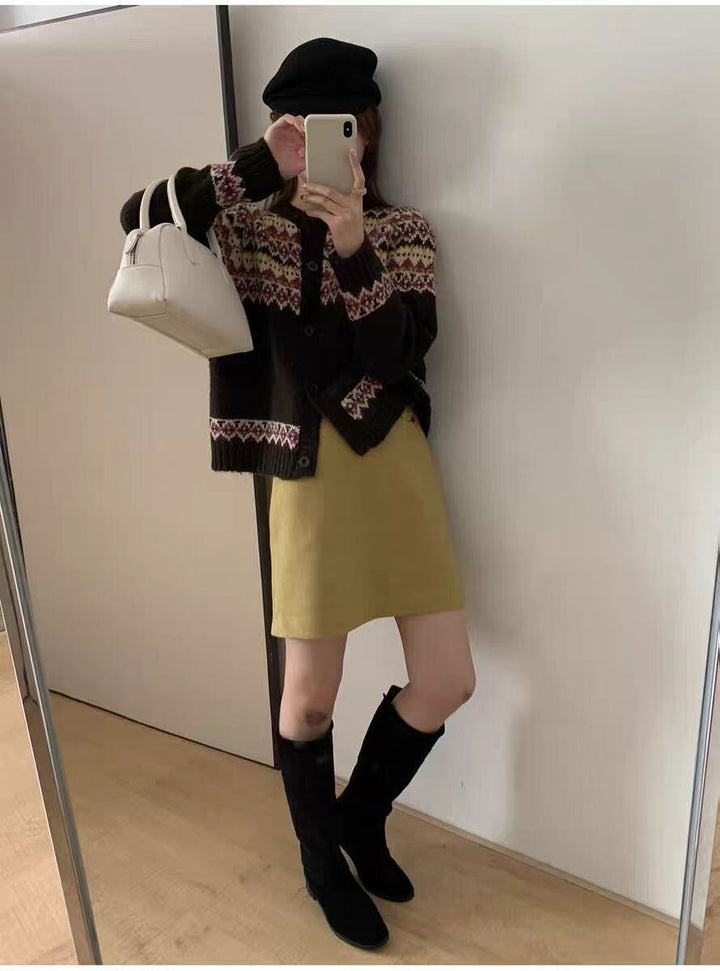 【outer】ジャカードニットカーデ　M27424