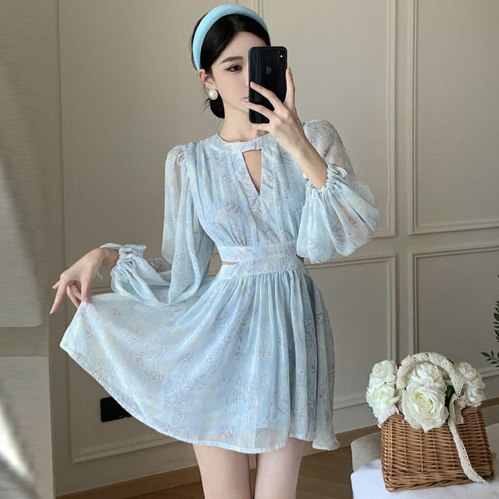 【dress】主役級エレガントカットワーク花柄ワンピース　M17347