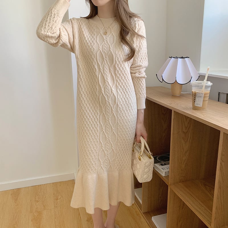 【dress】今季マストバイニットワンピースゆったり　M17657