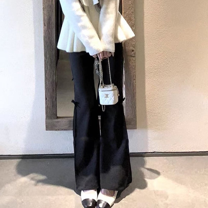 【bottoms】リボン付きベルボトムパンツ Q7595
