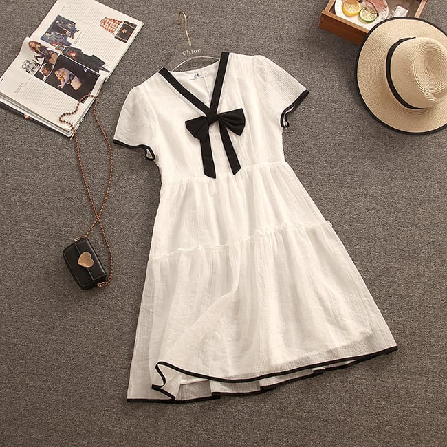 【dress】気質満点大人可愛いリボン付きデートワンピース　M16851
