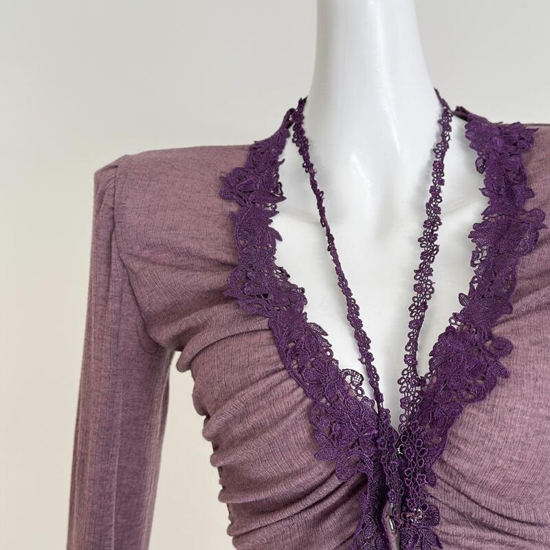 【tops】透け感レースドッキングトップス Q7921