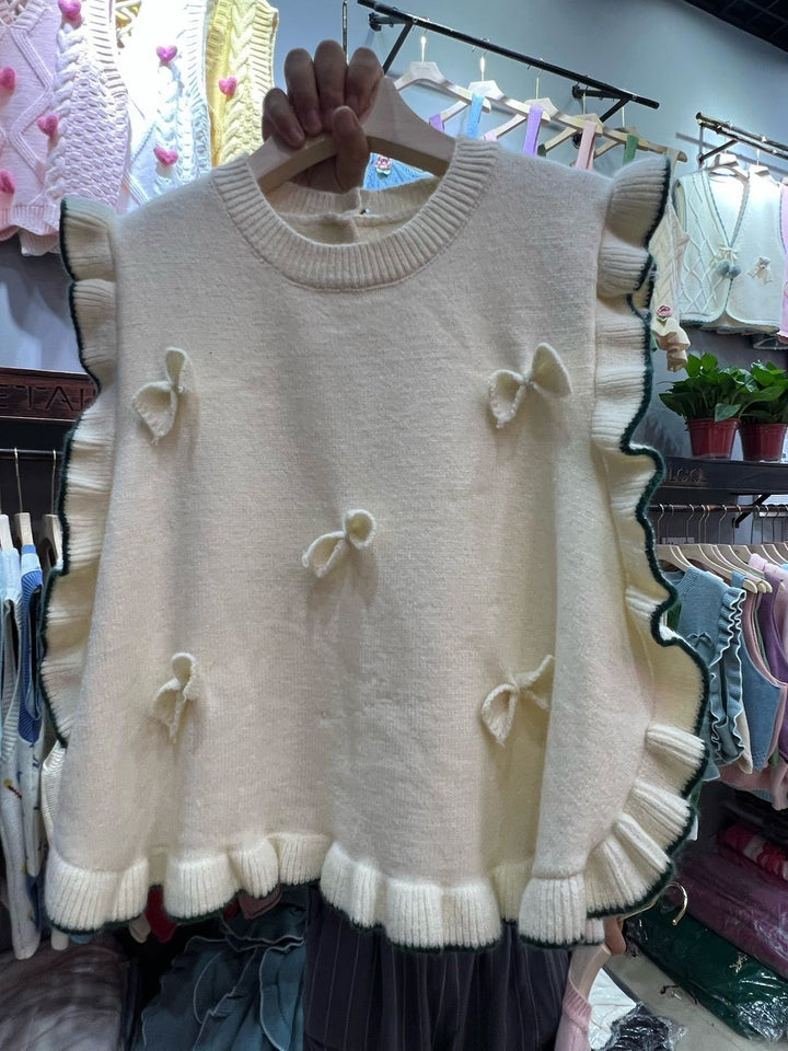 【tops】リボン付きニットベスト　M25779