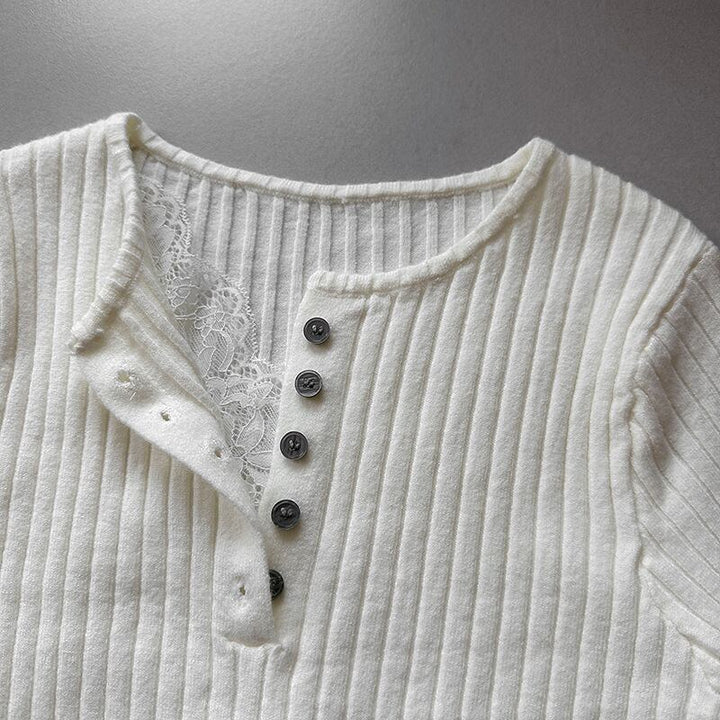 【tops】レースドッキングニットトップス Q6969