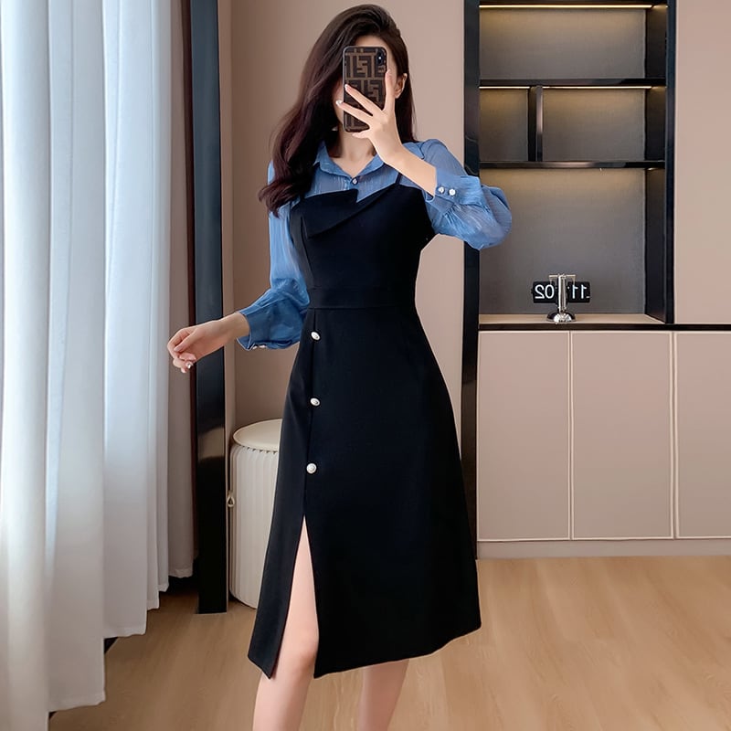 【dress】人気を独占中 切り替えシャツワンピース　M17307