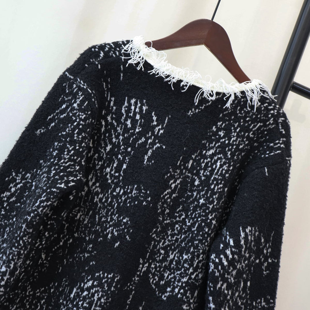 【outer】Vネックフリンジニットカーデ　M17969