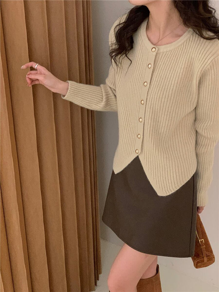 【outer】クルーネックニットカーデ　M18884
