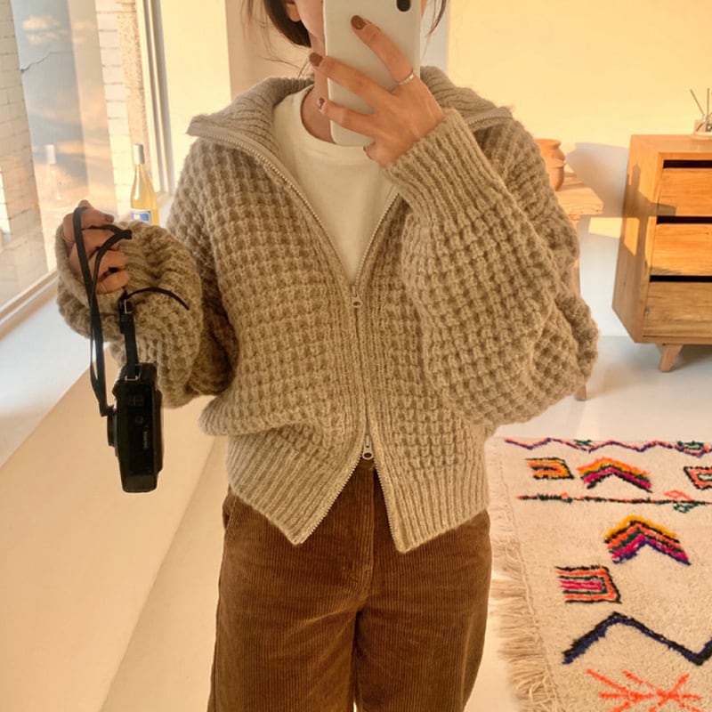 【outer】ファスナーニットカーデ　M26670